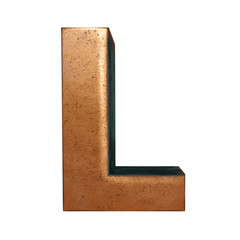Copper metal letter 3D rendering