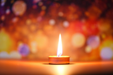 candle light dinner - candlelight decoration accessories holiday with colorful bokeh blur background