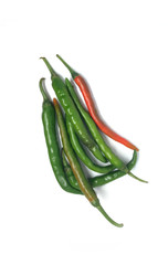 Green and red chills on a white background 