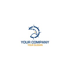 Eagle Compass Logo Design Vector