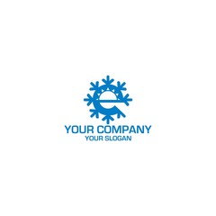 E HVAC Logo Design Vector