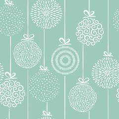 Elegante Weihnachtskugeln nahtloses Muster, handgezeichnete Kugeln - ideal für Textilien, Tapeten, Einladungen, Banner - Vektoroberflächendesign