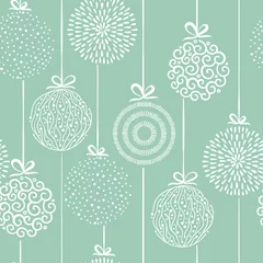 Gordijnen Elegante kerstballen naadloos patroon, met de hand getekende ballen - ideaal voor textiel, behang, uitnodigingen, banners - vector oppervlakteontwerp © TALVA