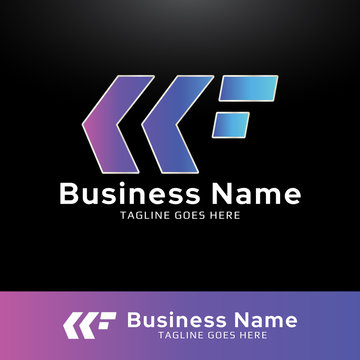 Modern Abstract Negatif Space KKF Initial letter Logo Template