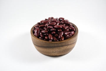 red beans in bowl isolated on white background