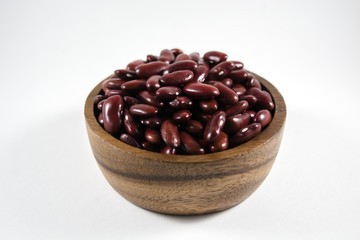 red beans in bowl isolated on white background