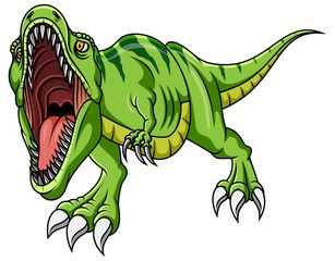 Cartoon angry green dinosaur growling