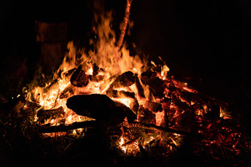 Night campfire with available space at left side.