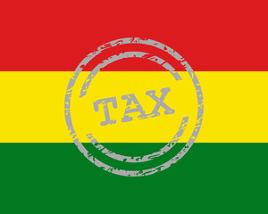 Steuer Stempel und Fahne von Bolivien