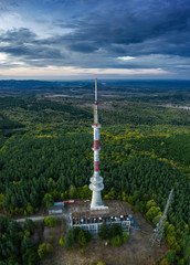 Obraz premium Tv tower on the hill at sunset