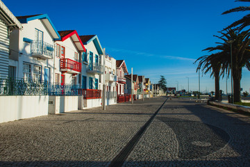 Old fishermen’s houses on the atlantic ocean in Portugal