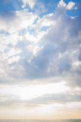 White fluffy clouds in the blue sky in summer