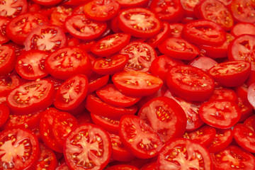 a lot of sliced sliced tomatoes