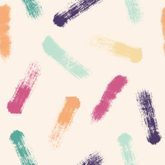 Seamless pattern of handdrawn brush strokes, spots and splashes, ink and paint textures elements. Ttextured grungy blots, lines.