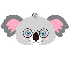 Vector koala print. Kawaii cute animal character illustration.