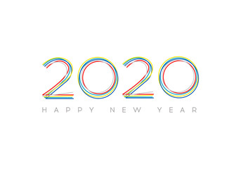 Happy New Year 2020. Modern 2020 Text Design. Vector New Year illustration.