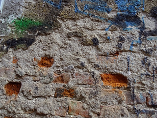 Ruined ancient Zagreb bricks and facades and backgrounds in the old part of the city, Croatia, Europe