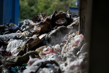 Close up of huge pile of municipal waste