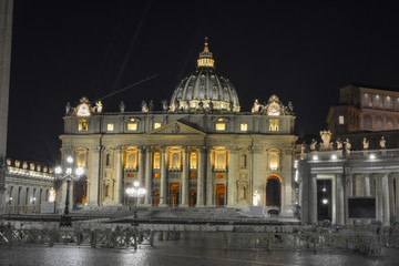 Italy. Rome. Vatican. Saint Peter's Square at night