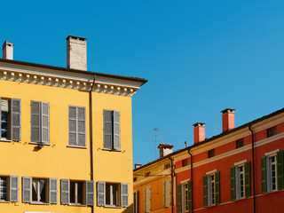 Obraz premium yellow and red house in the city of Mantova, Italy