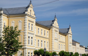 Obraz premium Kursalon in Lipik, largest and most representative building in Lipik health resort is now used as a hospital. Lipik, Croatia 