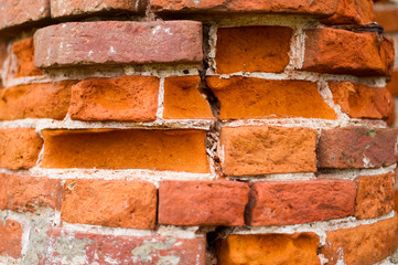 pillar, part of an antique building with a crumbling brick © Вячеслав Думчев