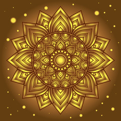 golden  dharma wheel in Buddhism or stars design religion concept