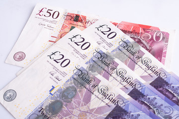 UK pound,money of United kingdom close up on white, Pound UK note