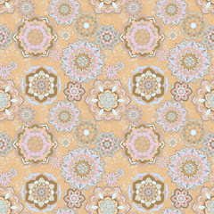 Light background with ornate decor. Seamless pattern.