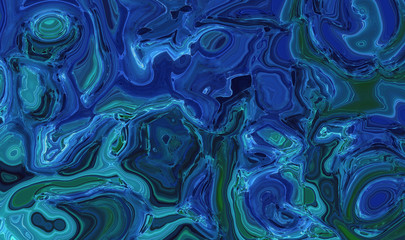 Light neon blue abstract liquid paint textured background with decorative spirals and swirls. Holographic surface pattern for modern creative trendy design, marble texture style for illustrations