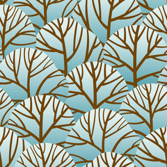 Seamless vector pattern with winter trees. Christmas and New Year background