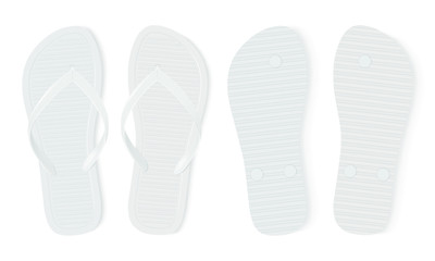 white flip flops isolated on white background mock up