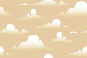 Seamless vector pattern with white clouds in the sky
