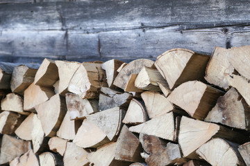 Wood pile prepared for winter 