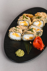 japanese national food, sushi on light background