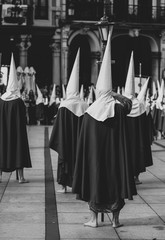 Hooded people. Procession. Holy week.