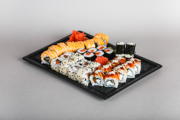 japanese national food, sushi on light background