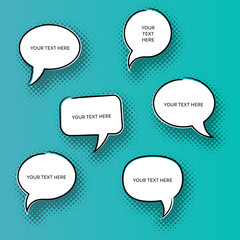 Blank retro comic speech bubbles with text place