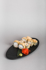 japanese national food, sushi on light background
