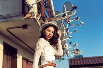 Stylish young girl in an autumn look