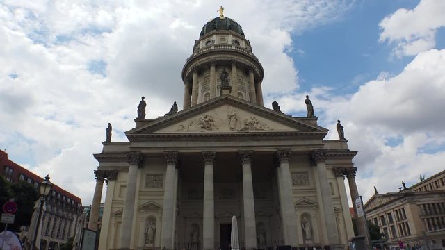 German church of Friedrichstadt in Berlin. 4K.