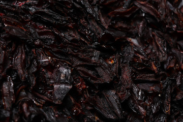 Slices of dried plums closeup - prunes.