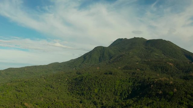Hibok-Hibok Volcano. Mountain landscape on the island of Camiguin, Philippines. Volcanoes and forest. Hills and rainforest.
