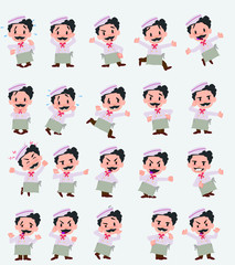 Cartoon character chef. Set with different postures, attitudes and poses, always in negative attitude, doing different activities in vector vector illustrations.
