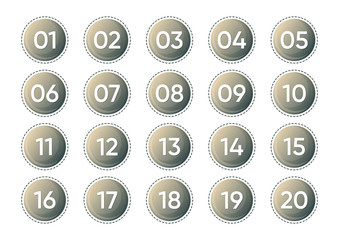 Twenty vector numbers icons isolated on white background