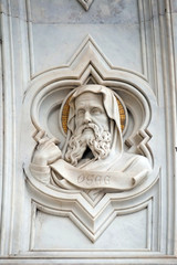 Hosea, relief on the facade of Basilica of Santa Croce (Basilica of the Holy Cross) - famous Franciscan church in Florence, Italy