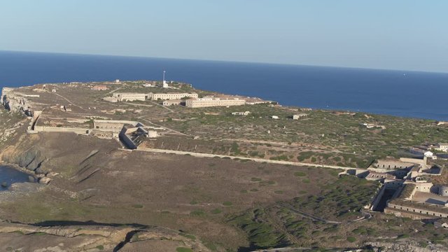 Menorca, Mahon Harbor Aerial of historic fortification, Fortaleza de La Mola - Tracking