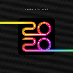 2020 new year logo. Greeting design with multicolored number of year. Design for greeting card, invitation, calendar, etc.
