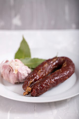 typical smoked portuguese sausage chourico