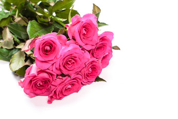 Beautiful rose flowers bunch isolated on white background